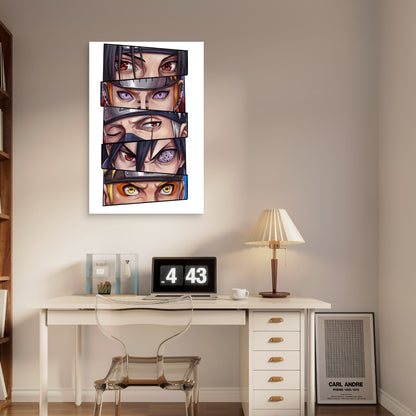 Anime Ninja Eyes Panel Collage Group 40x60cm Metal Print Ready to Hang