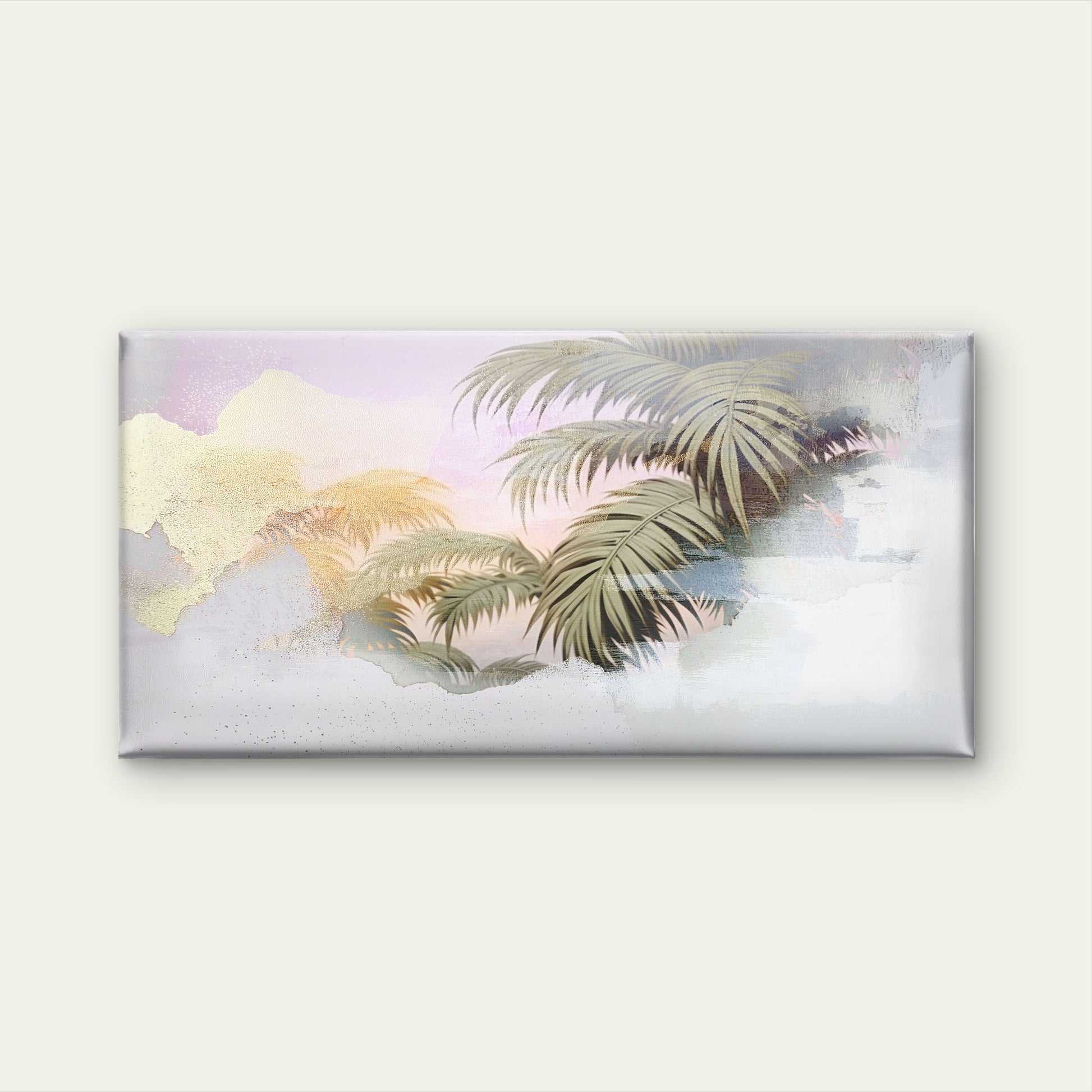 Abstract Tropical Palm Green Frond Wall Art Canvas Office Home Framed 120x60cm