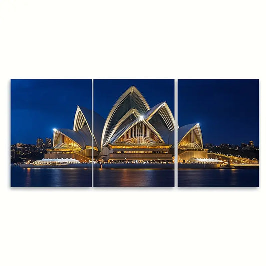 3pcs Sydney Opera House Travel Print Australia Wall Art Set Canvas Framed 40x60cm - High Quality Print 100% Australian Made Wall Canvas Ready to Hang