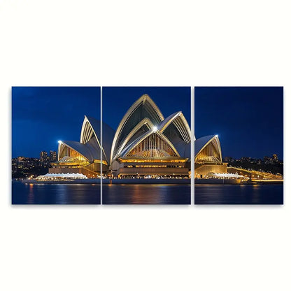 3pcs Sydney Opera House Travel Print Australia Wall Art Set Canvas Framed 60x90cm - High Quality Print 100% Australian Made Wall Canvas Ready to Hang