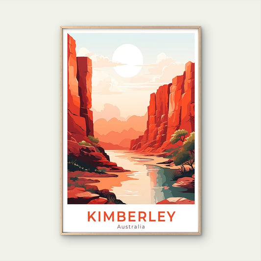 Vintage Kimberley Australia River & Outback Travel Poster Print Wall Art