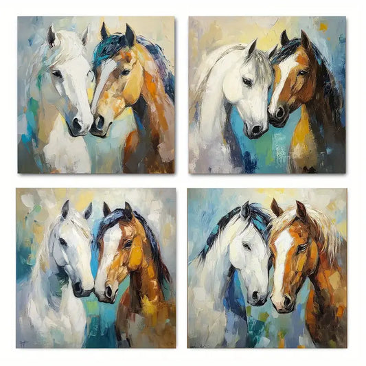 4pcs Fine Horse Room Decor Wall Art Canvas Framed