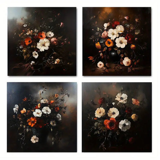 4pcs  Autumn flower Picture Modern Wall Art Canvas Framed