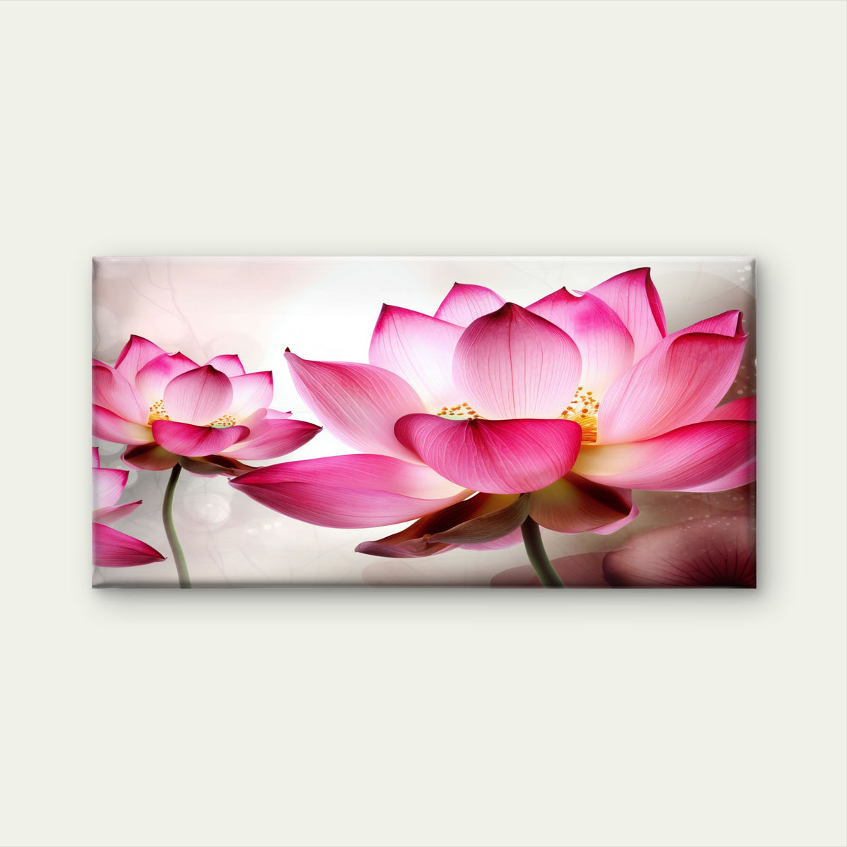 Pink Lotus Flower Bloom Wall Art Canvas Office Home Room Framed 120x60cm