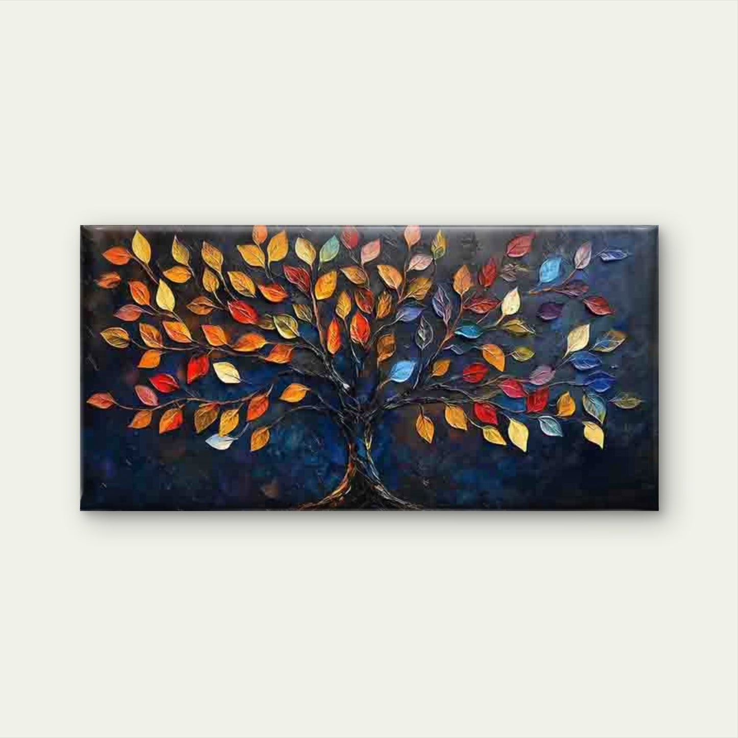 Abstract Tree with Vibrant Leav Wall Art Canvas Office Home Room Framed 120x60cm
