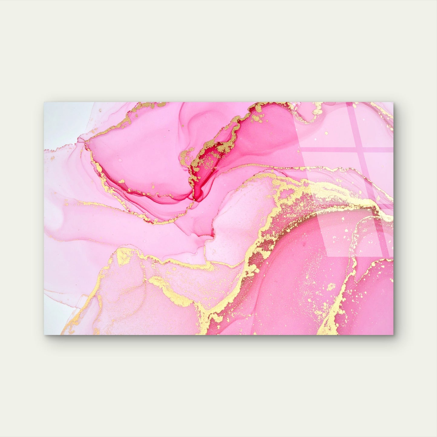 Abstract Pink Marble Fluid Gold Swirl Acrylic Glass Printing Wall Art Australian Made Quality