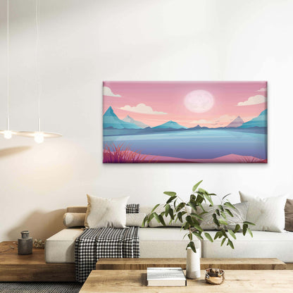 Pastel Mountain Landscape Wall Art Canvas Office Home Room Framed 120x60cm - Bella Home Decor