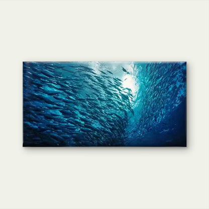 Oceanic Schooling Theme Wall Art Canvas Office Home Room Framed 120x60cm