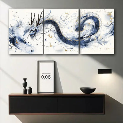 3pcs Abstract Chinese Dragon Metal Print Ready to Hang Art - Bella Home Decor