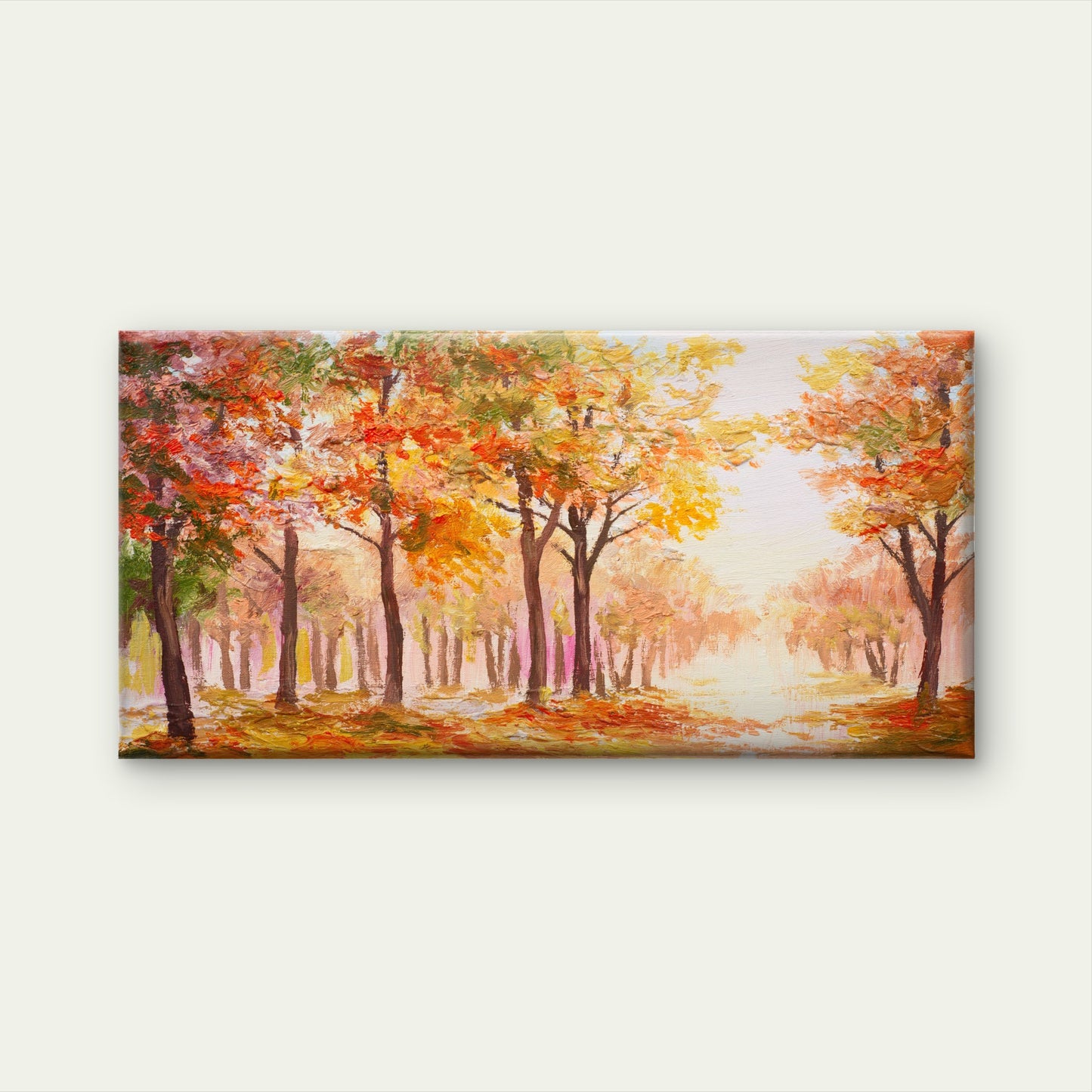 Colorful autumn forest path Wall Art Canvas Office Home Room Framed 120x60cm
