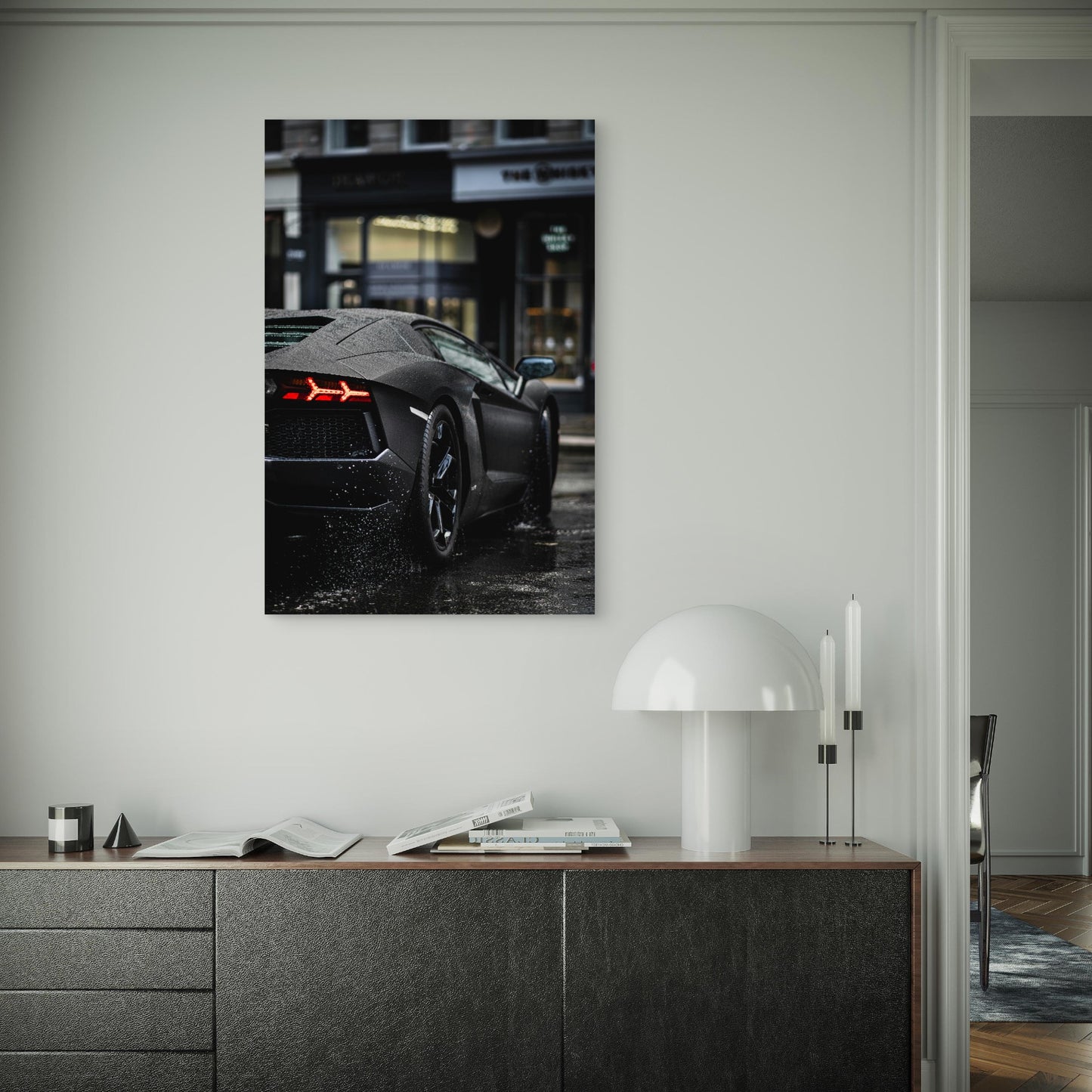Matte Black Lamborghini Aventador Car 40x60cm Metal Print Ready to Hang