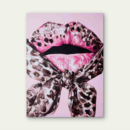 Kiss Lips with Pink Bows Metal Print Ready to Hang - Bella Home Decor