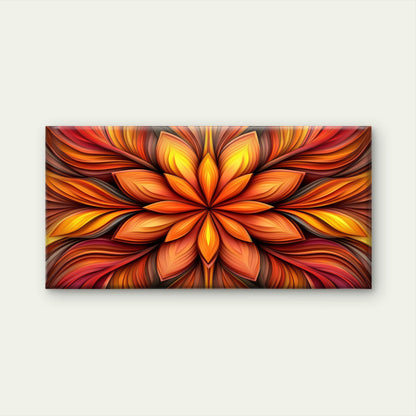 Orange Mandala Floral Painting Wall Art Canvas Office Home Room Framed 120x60cm