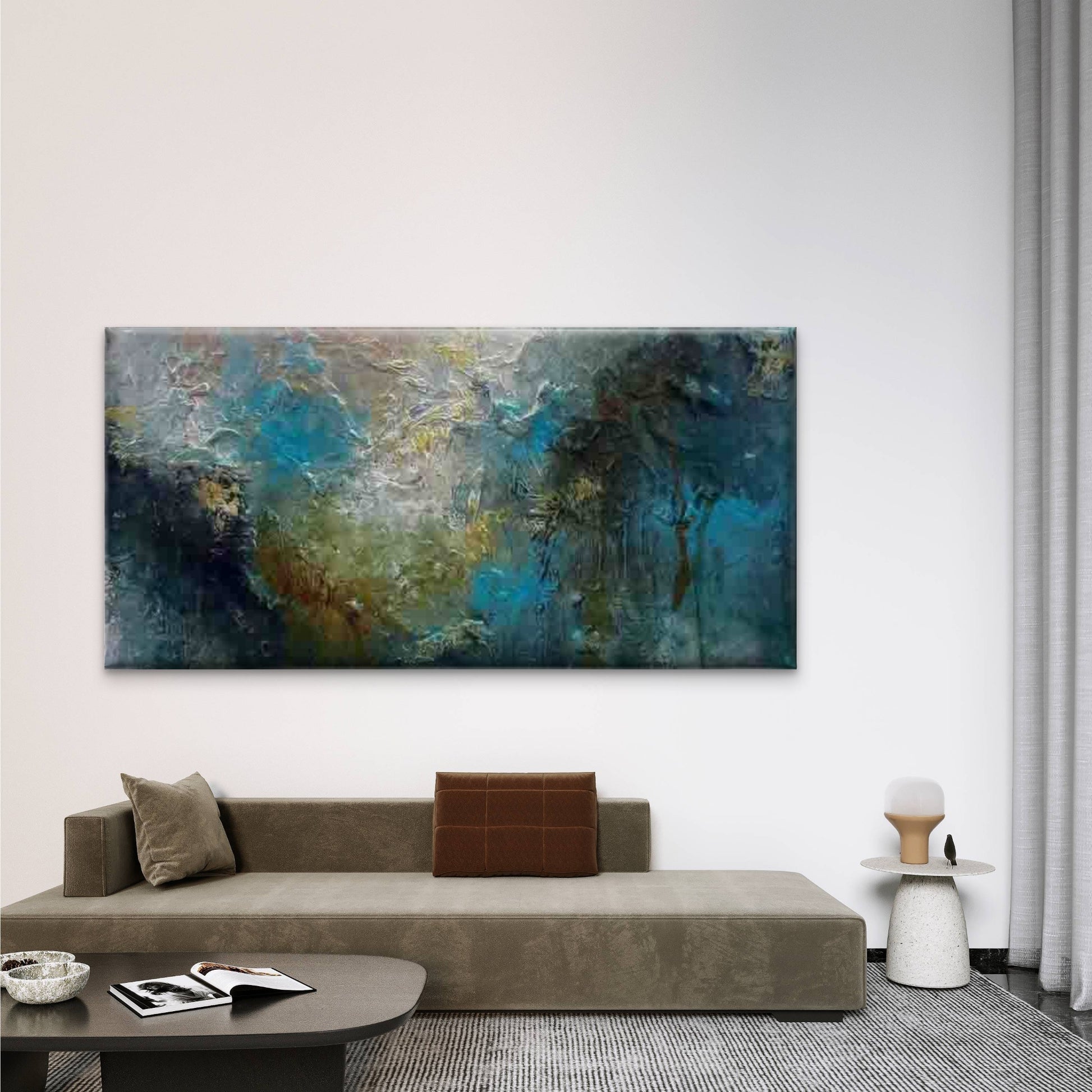 Textured Abstract Painting Wall Art Canvas Office Home Room Framed 120x60cm - Bella Home Decor