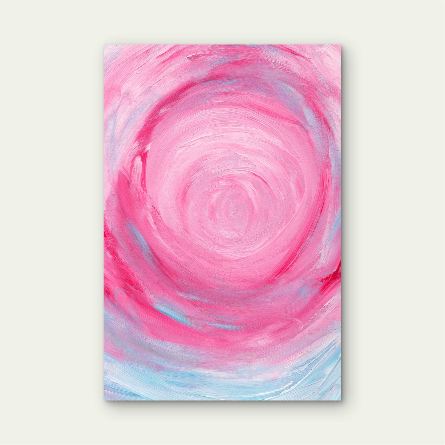 Abstract Pink and Blue Swirl Painting 60x90cm Metal Print Ready to Hang