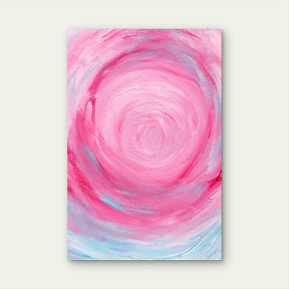 Abstract Pink and Blue Swirl Painting 60x90cm Metal Print Ready to Hang