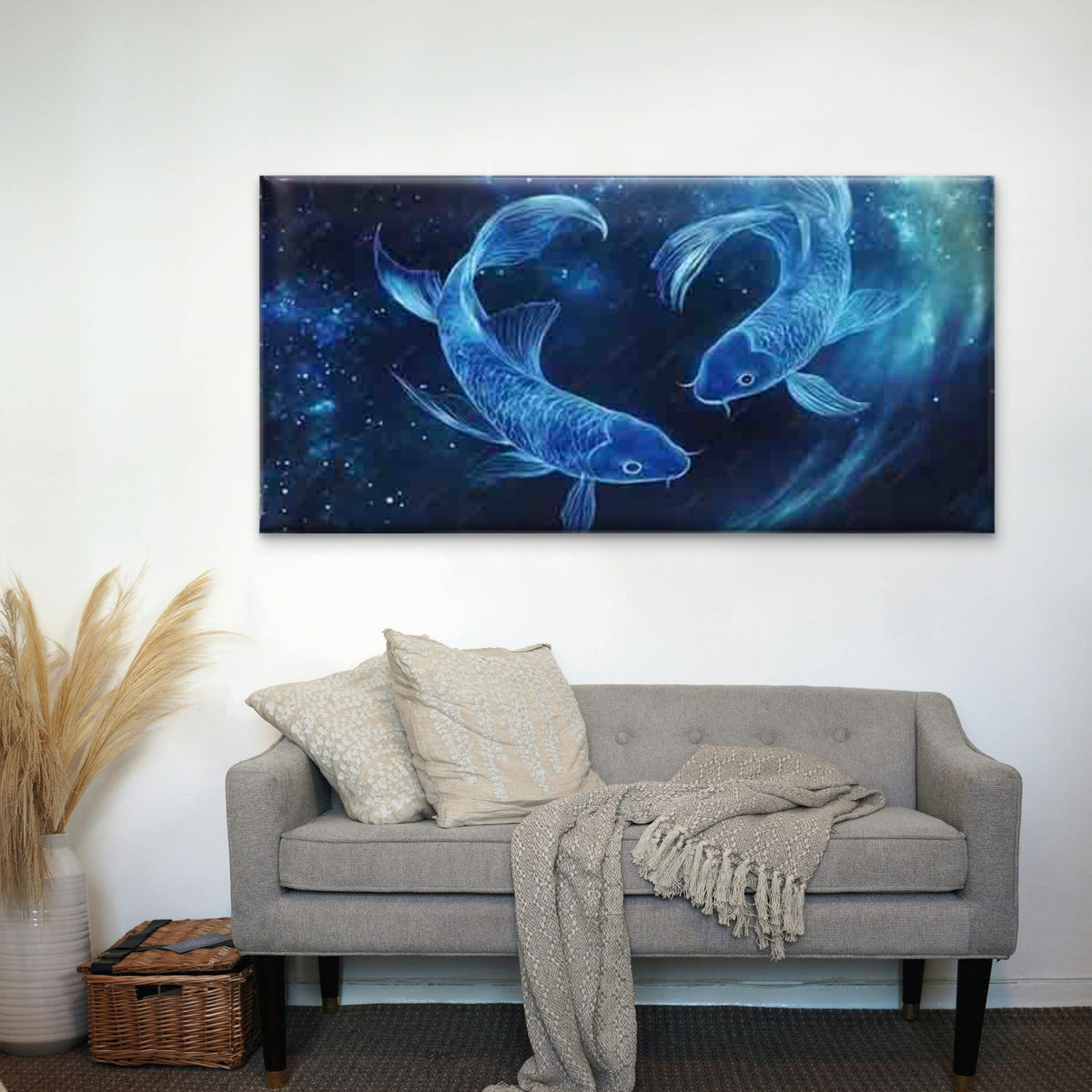 Abstract Koi Fish Swimming Wall Art Canvas Office Home Room Framed 120x60cm