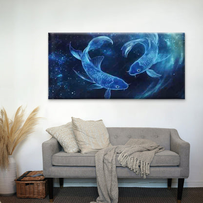 Abstract Koi Fish Swimming Wall Art Canvas Office Home Room Framed 120x60cm