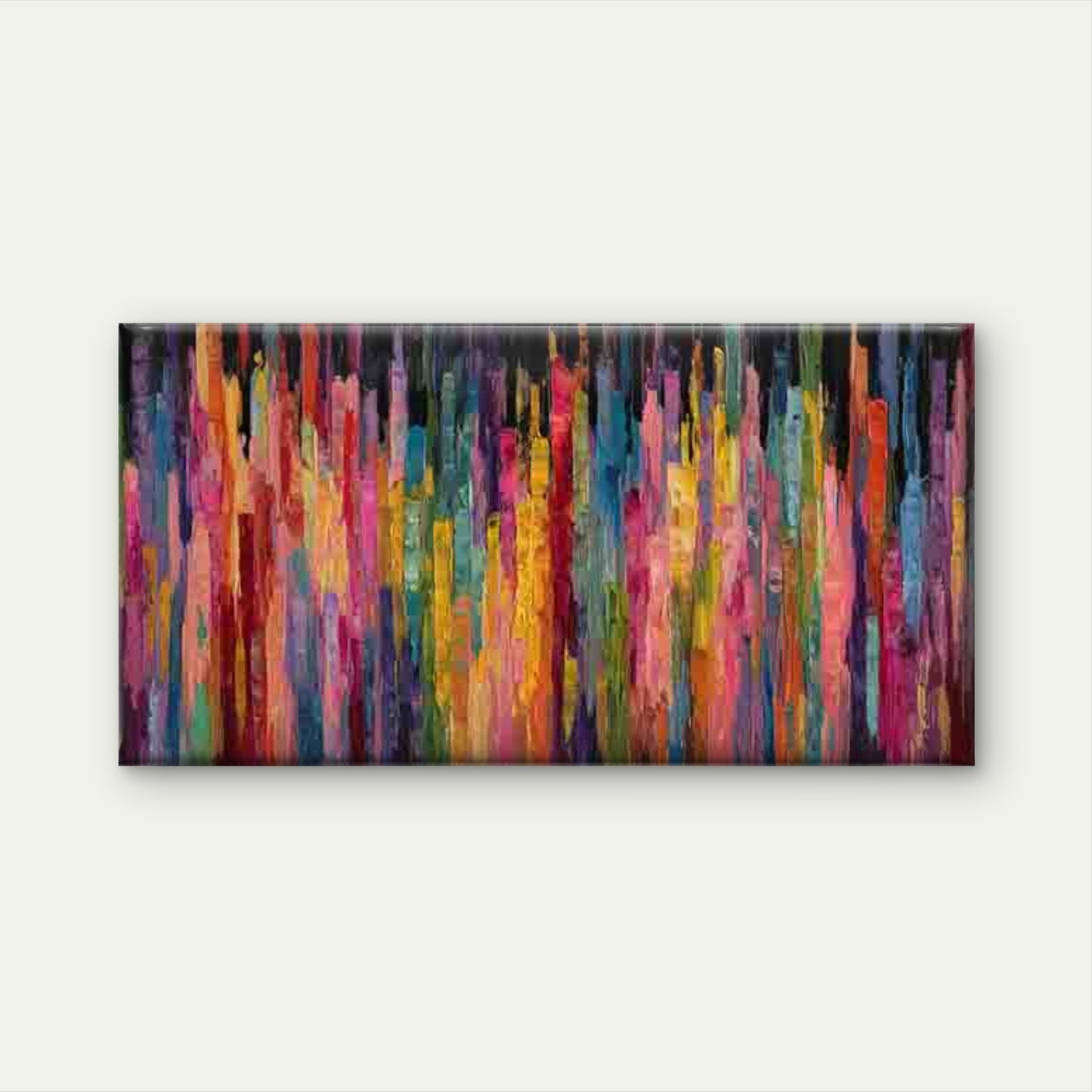 Neutral Vertical Line Stripes Wall Art Canvas Office Home Room Framed 120x60cm - Bella Home Decor