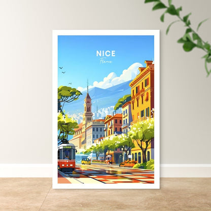 Nice French Riviera Coastal City Travel Poster Print Wall Art