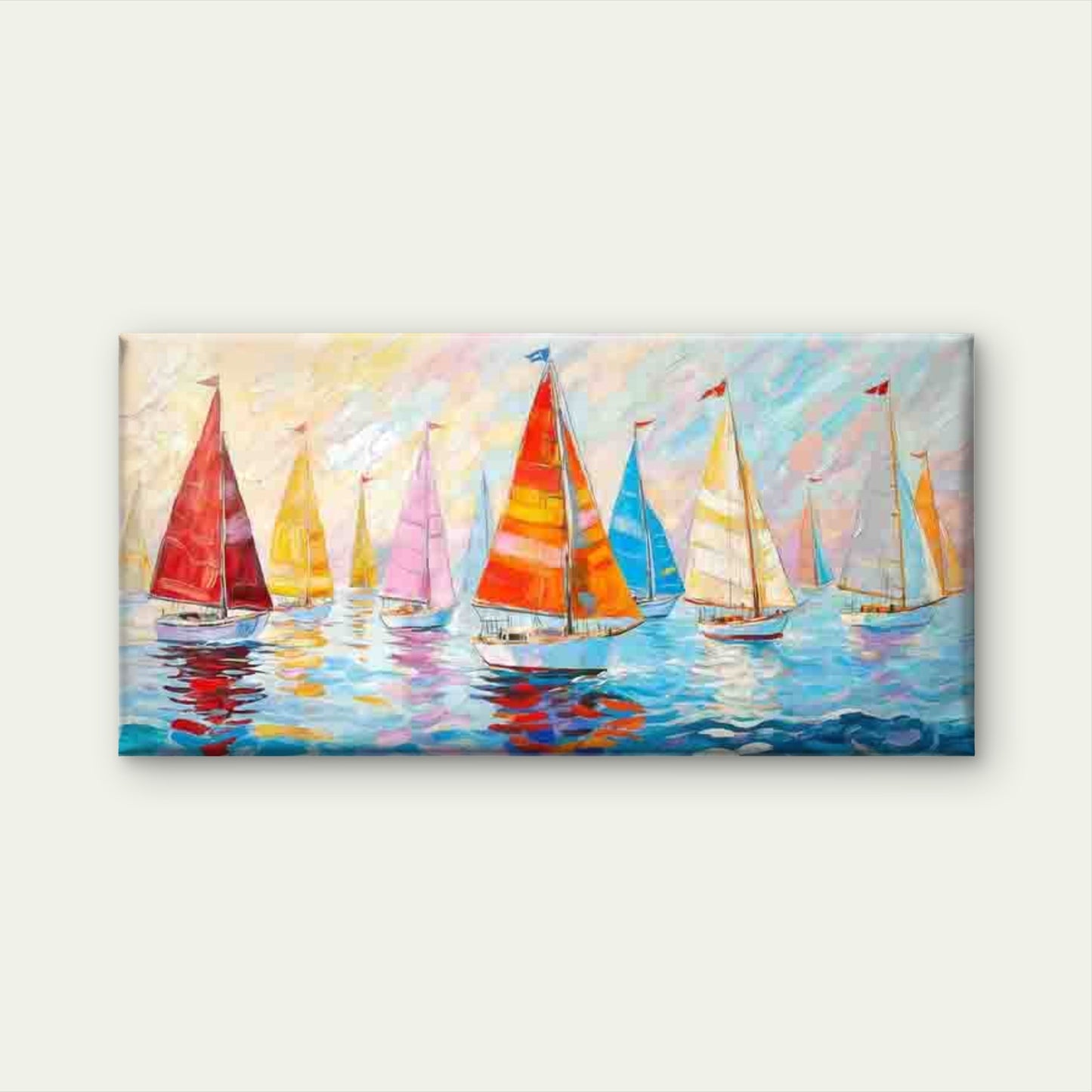 Colorful Sailboats Painting Wall Art Canvas Office Home Room Framed 120x60cm