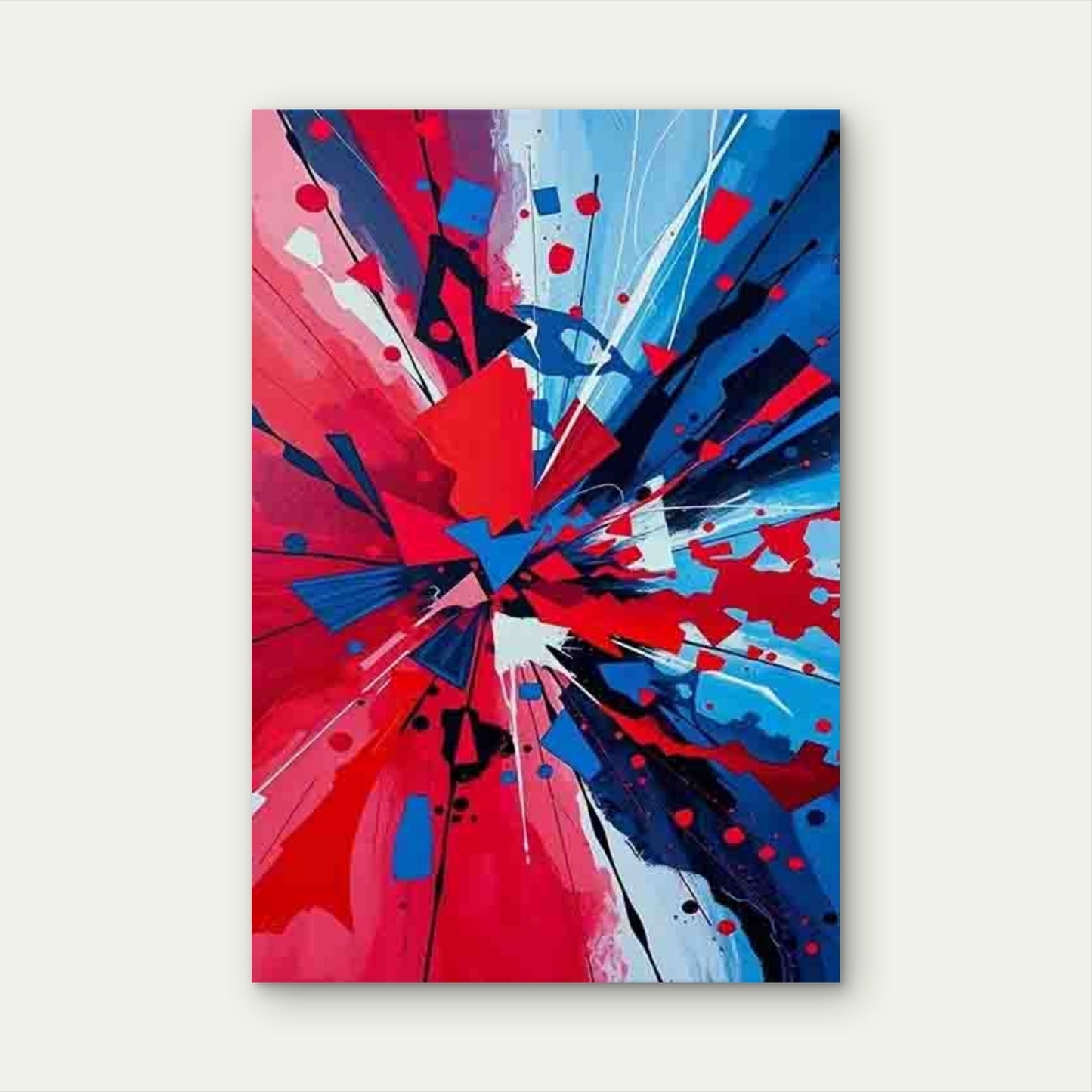 Red & Blue Abstract Explosion Metal Print Ready to Hang