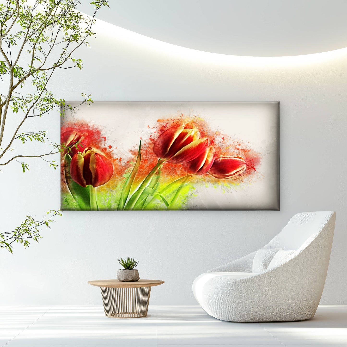Vibrant Red Tulip Flowers Wall Art Canvas Office Home Room Framed 120x60cm