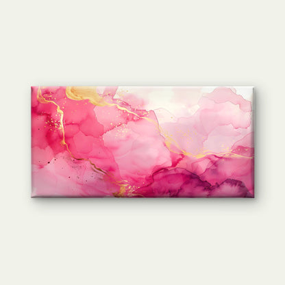 Pink Horizons Gilded Flow Wall Art Canvas Office Home Room Framed 120x60cm - Bella Home Decor