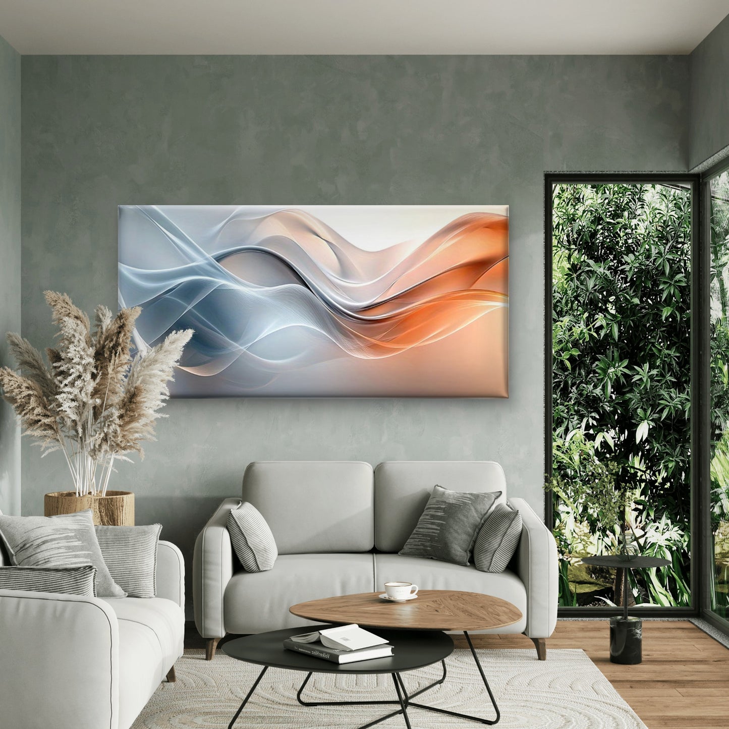 Waves of Light and Color Wall Art Canvas Office Home Room Framed 120x60cm
