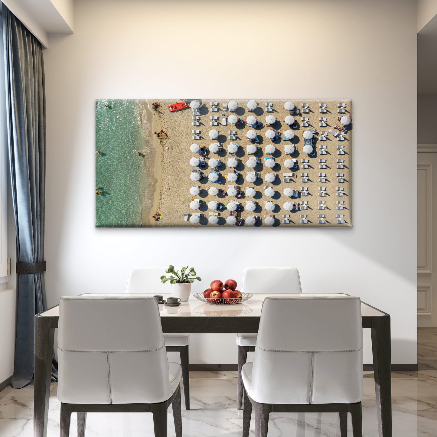 Ocean Sand Sea Drone Photo Wall Art Canvas Office Home Room Framed 120x60cm