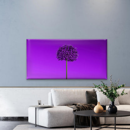 Purple Allium Blossom Image Wall Art Canvas Office Home Room Framed 120x60cm