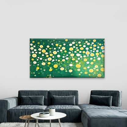 Green Background with Polka Dot Wall Art Canvas Office Home Room Framed 120x60cm