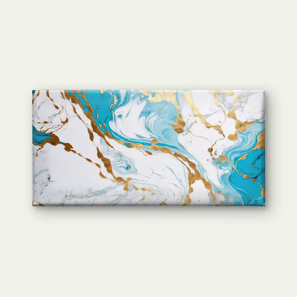 Azure Currents Golden Whispers Wall Art Canvas Office Home Room Framed 120x60cm - Bella Home Decor