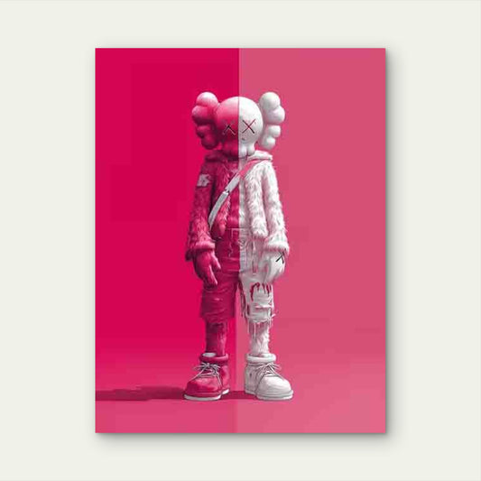 Kaws Red Pink Companion 60x90cm Metal Print Ready to Hang