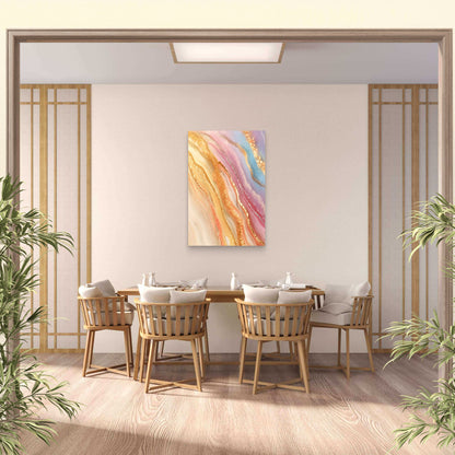Abstract Agate Gold Veins Pastel Flow 40x60cm Metal Print Ready to Hang