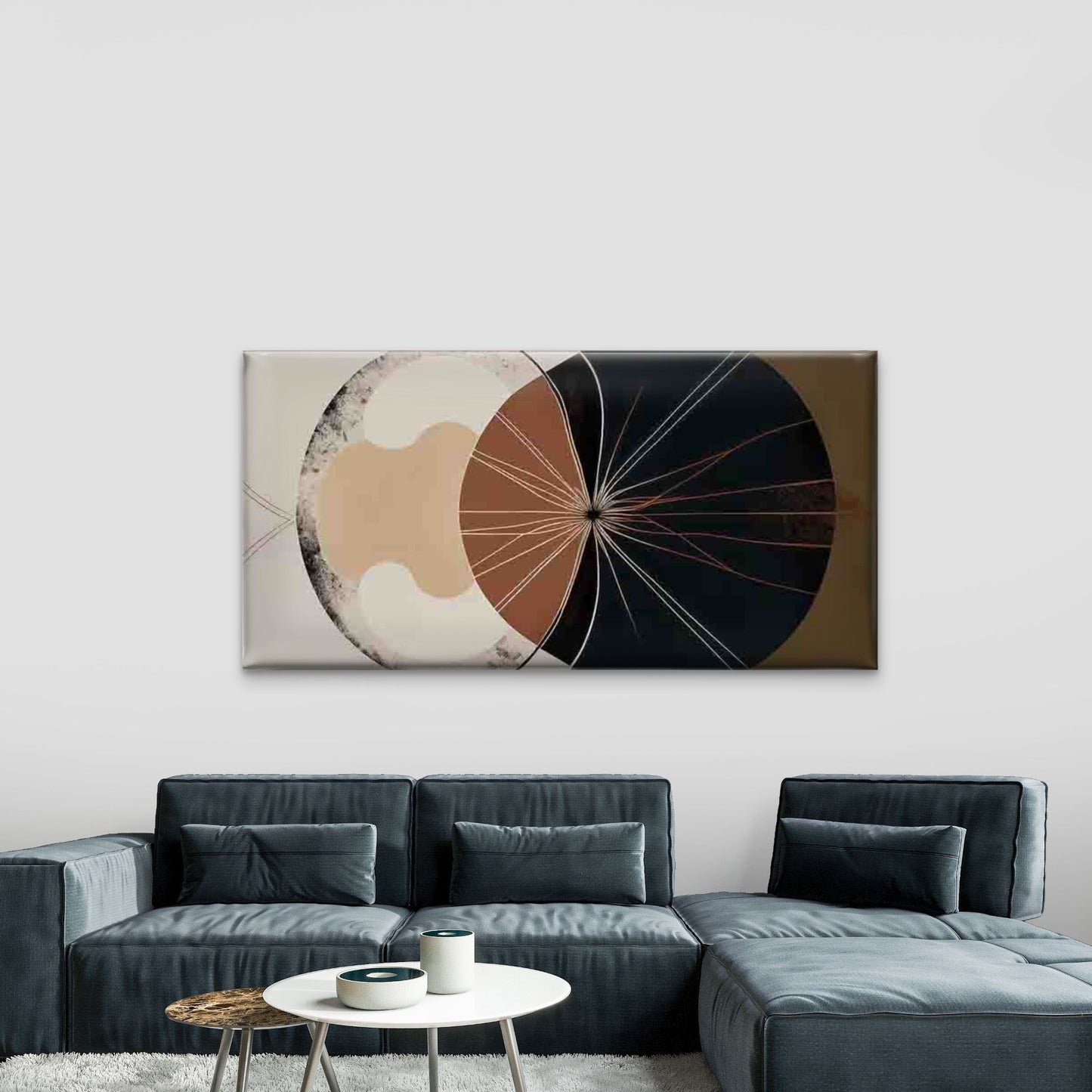 Abstract Geometric Radial Desig Wall Art Canvas Office Home Room Framed 120x60cm - Bella Home Decor