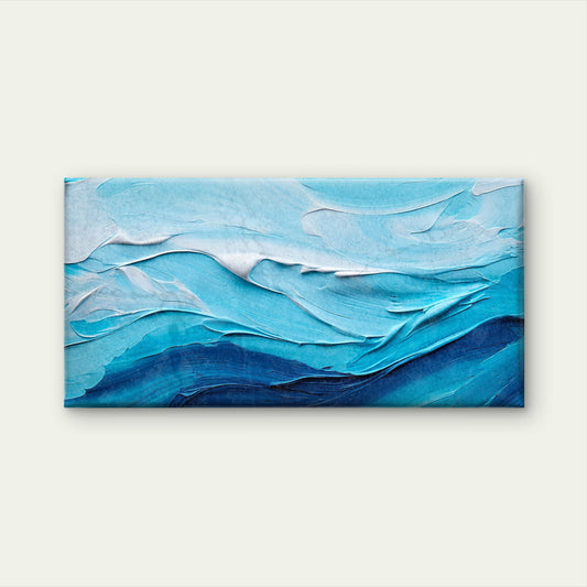 Abstract Blue Sea Surf Wave Wall Art Canvas Office Home Room Framed 120x60cm