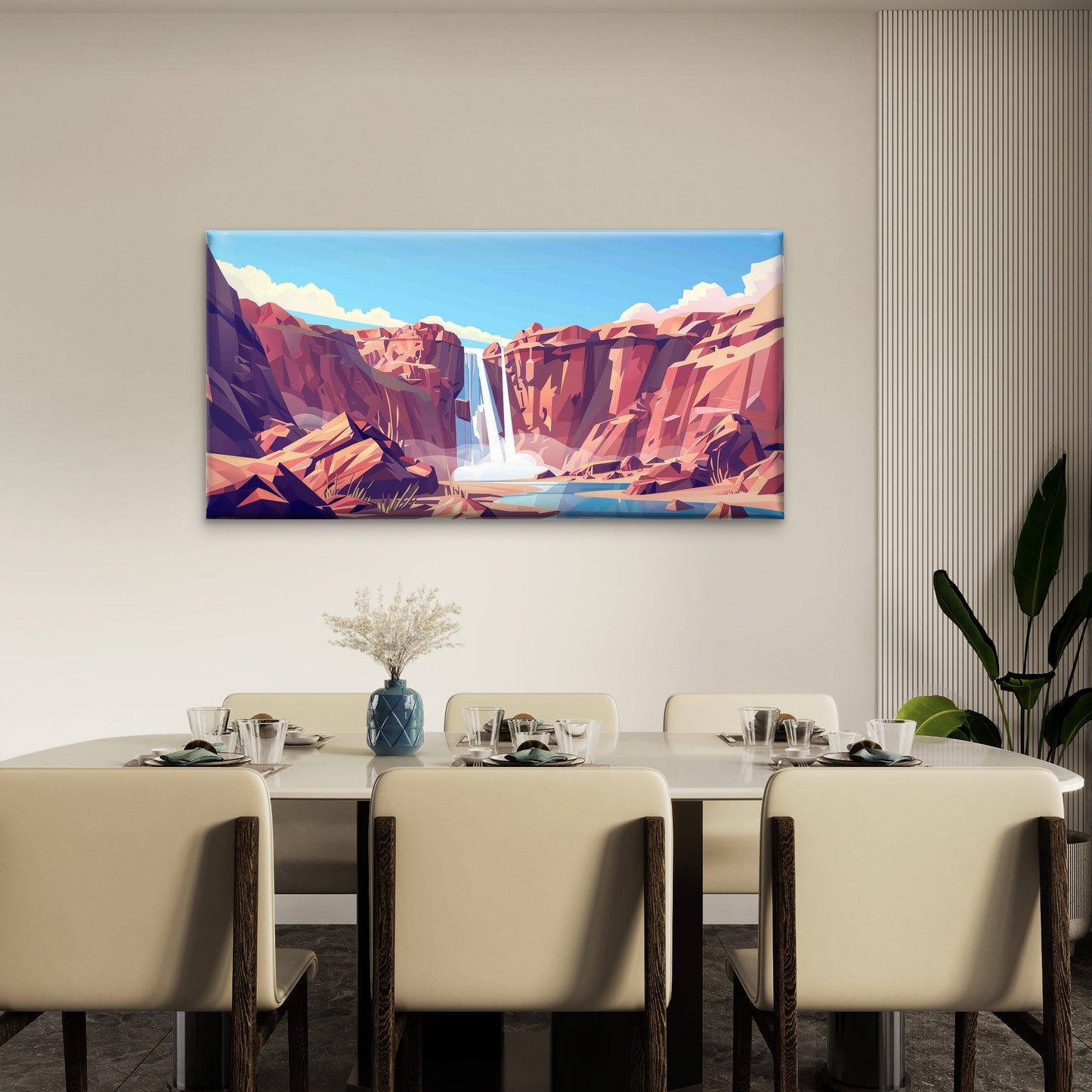 Waterfall Mountains Background Wall Art Canvas Office Home Room Framed 120x60cm