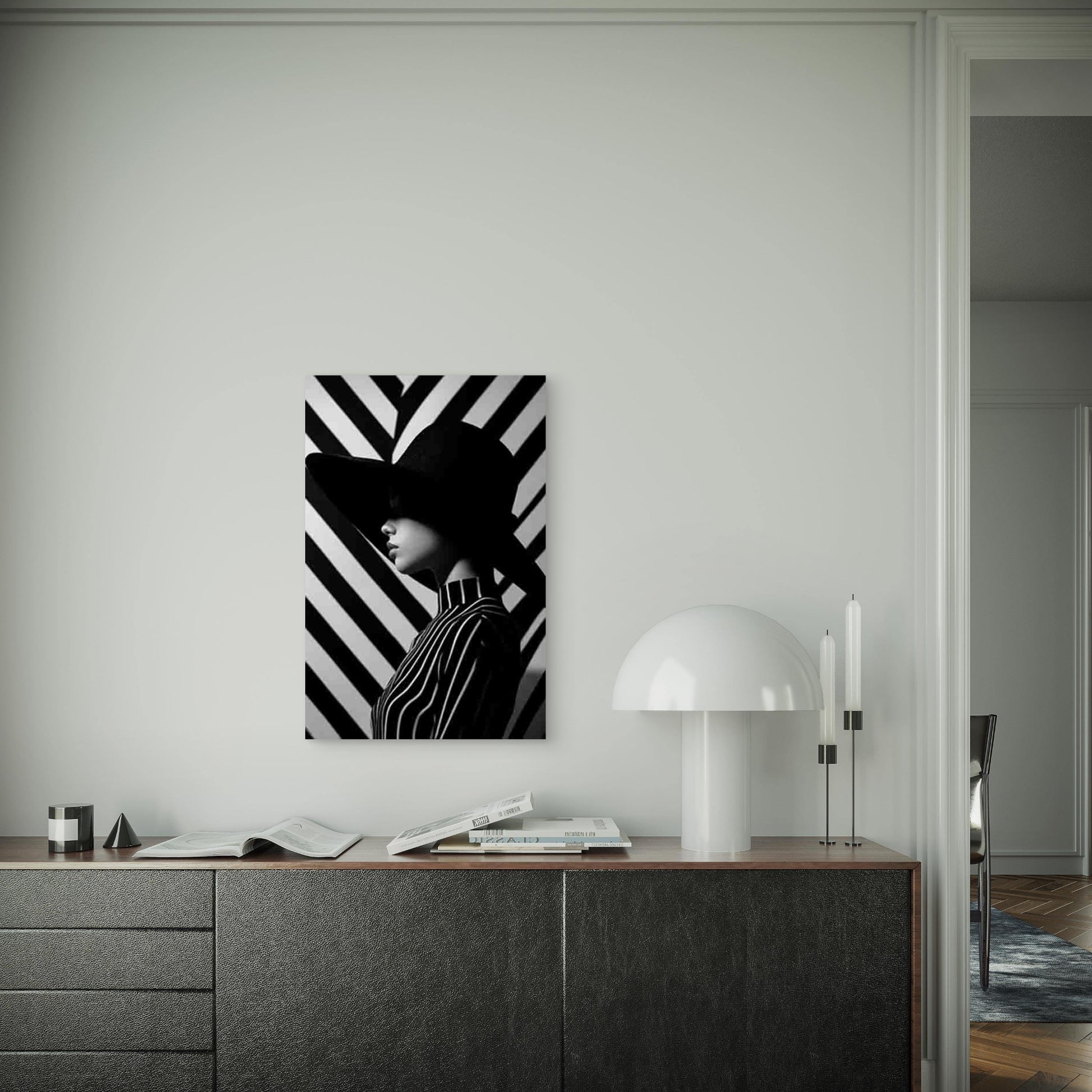 Striking Contrast in Stripes Metal Print Ready to Hang - Bella Home Decor
