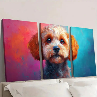 3pcs Abstract Modern Colorful Cockapoo Dog Wall Art Set Canvas Framed 50x70cm - High Quality Print 100% Australian Made Wall Canvas Ready to Hang - Bella Home Decor