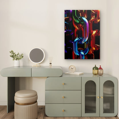 Colorful Metallic Chains 60x90cm Metal Print Ready to Hang - Bella Home Decor