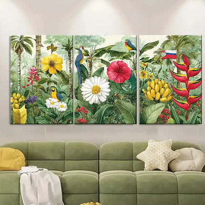 3pcs Tropical Botanical Prints, Colombia Travel Metal Print Ready to Hang Art