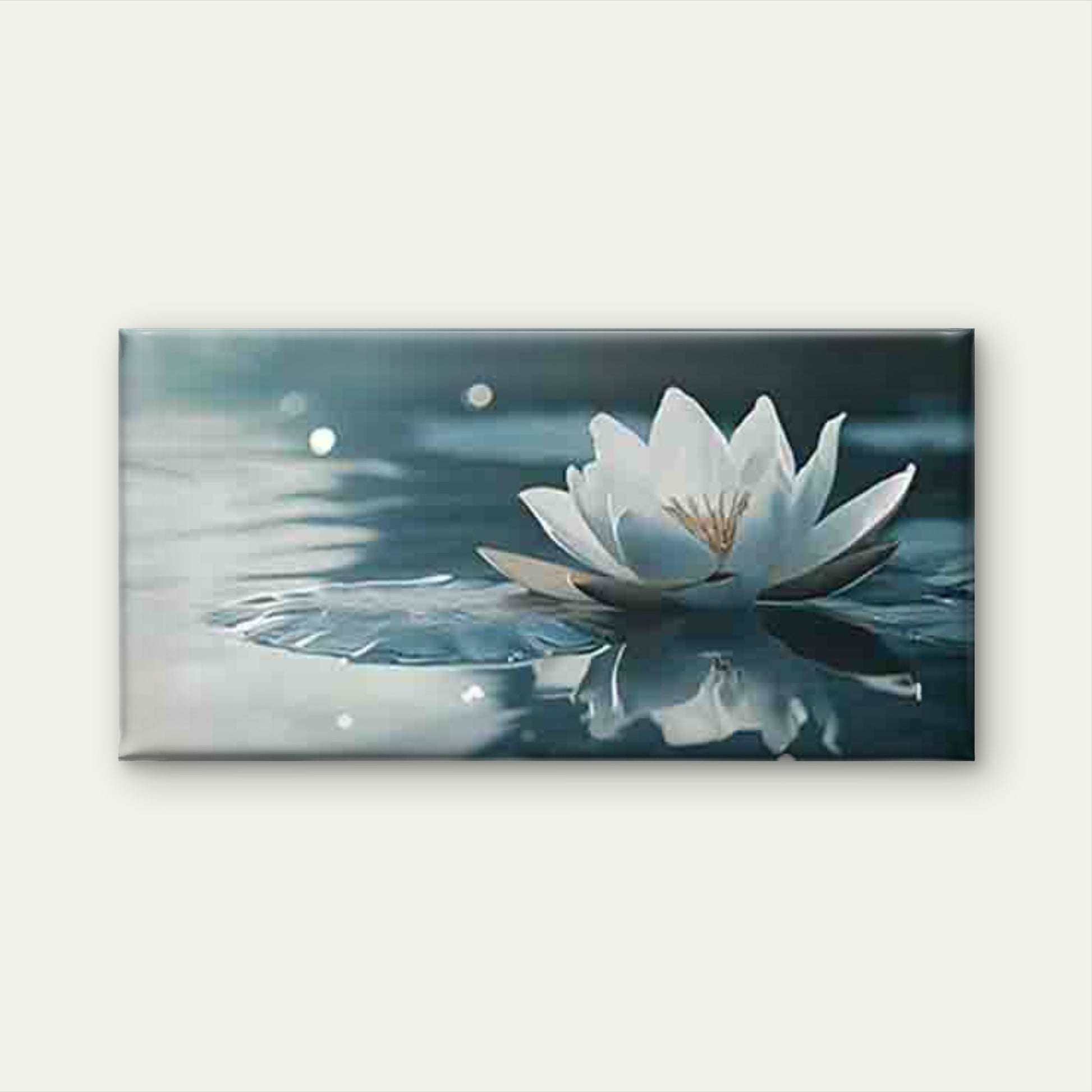 Water Lily Blooms on The Water Wall Art Canvas Office Home Room Framed 120x60cm - Bella Home Decor