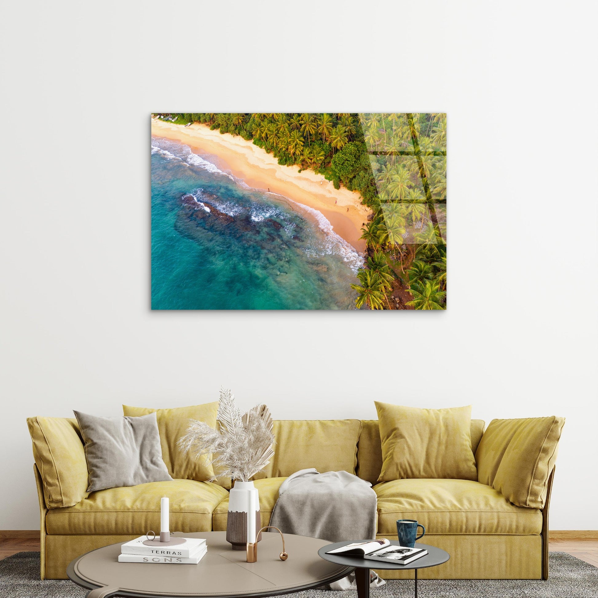 Turquoise Sea Coastline Shoreline Sandy Acrylic Glass Printing Wall Art Australian Made Quality