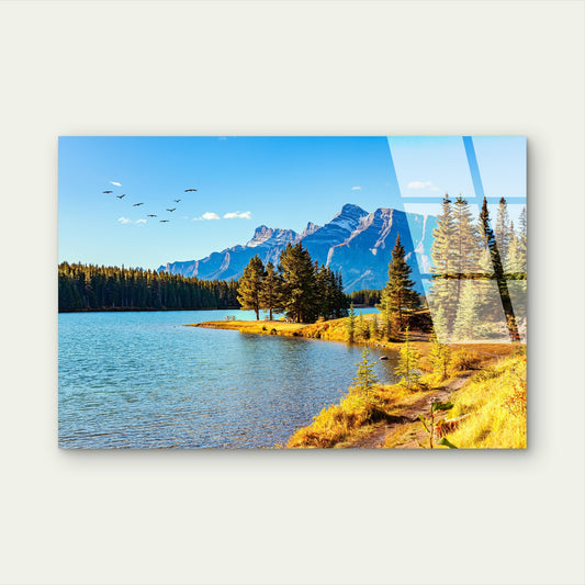 Scenic Jack Lake Banff Valley Acrylic Glass Printing Wall Art Australian Made Quality