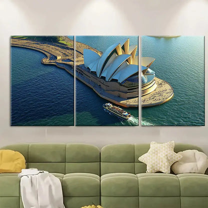 3pcs Sydney Opera House Elegant Australia Wall Art Set Canvas Framed 50x70cm - High Quality Print 100% Australian Made Wall Canvas Ready to Hang
