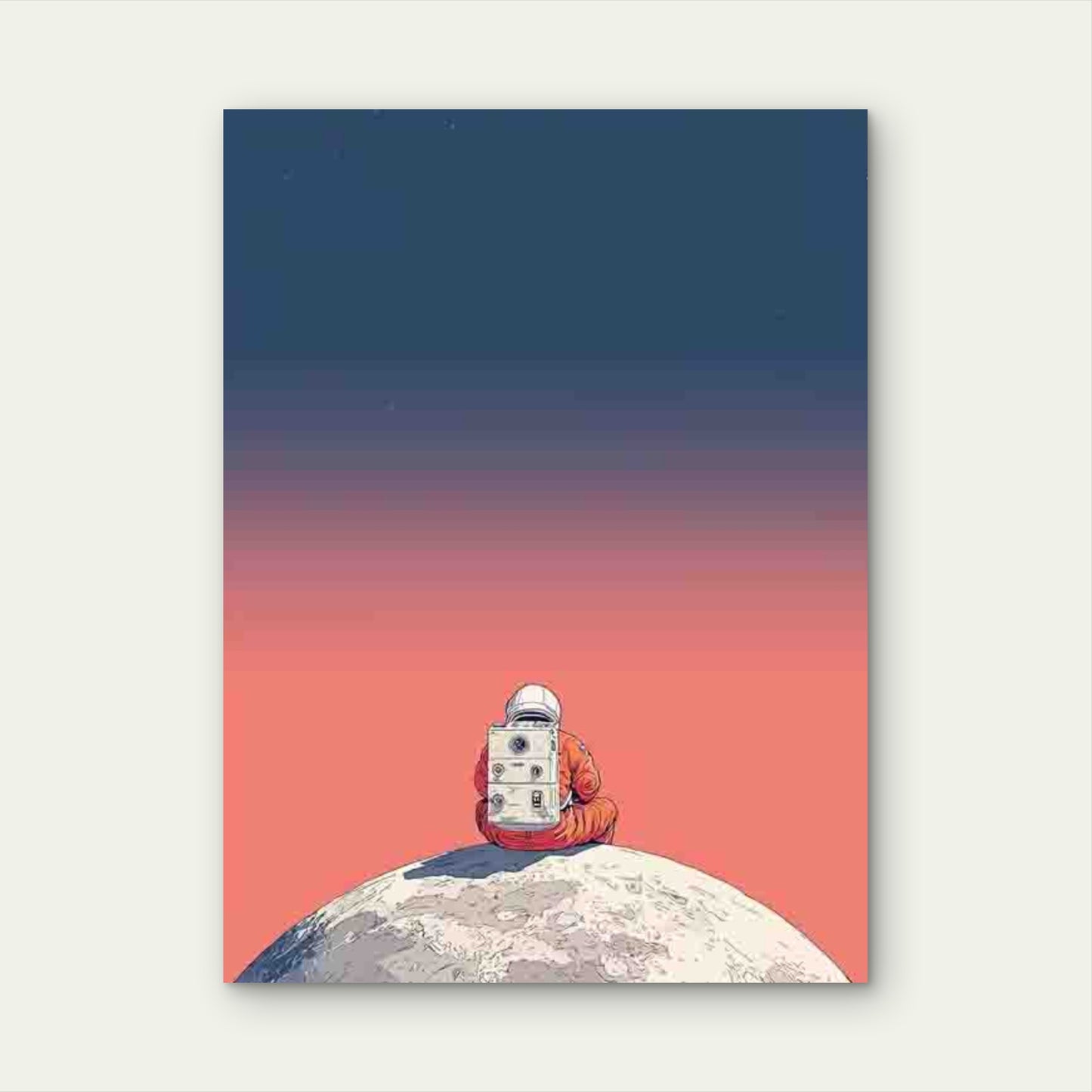 The Moon And an Astronaut 60x90cm Metal Print Ready to Hang - Bella Home Decor
