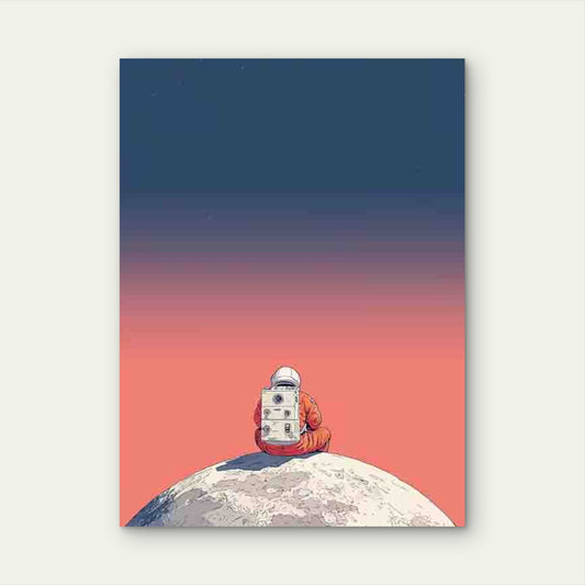 The Moon And an Astronaut 60x90cm Metal Print Ready to Hang