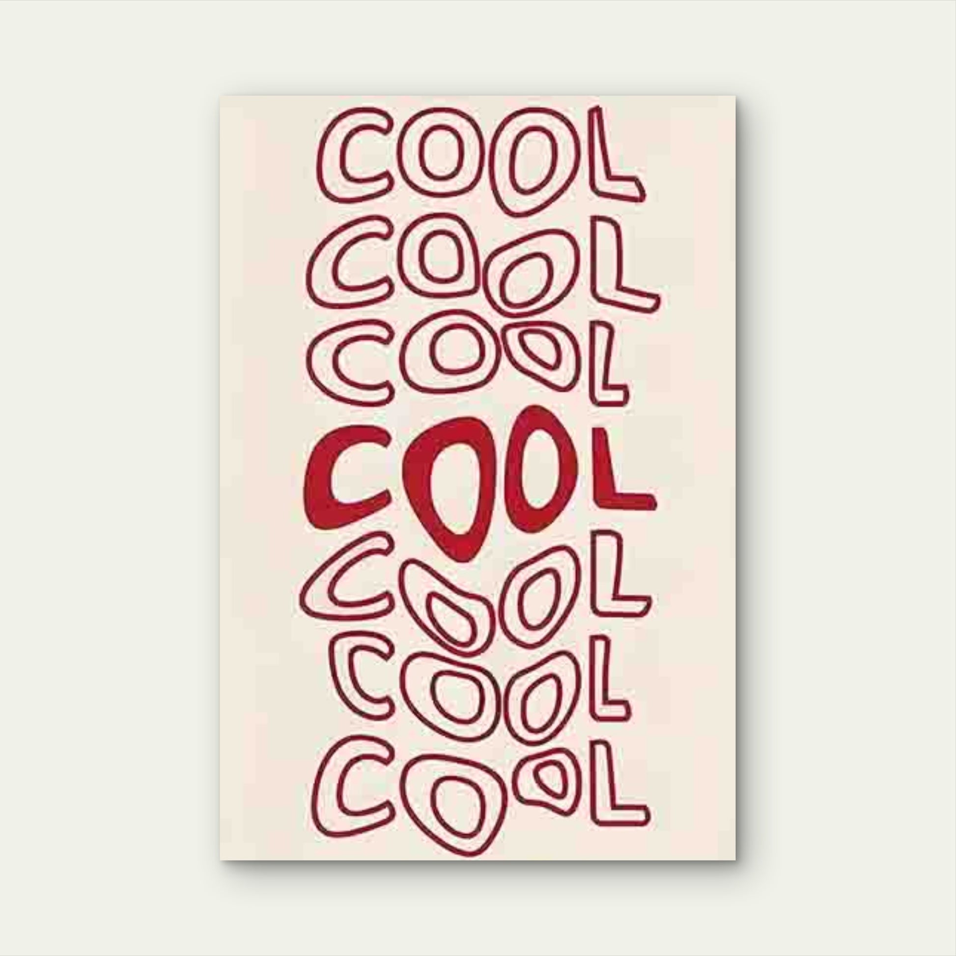 Red Handwritten Style COOL 40x60cm Metal Print Ready to Hang - Bella Home Decor