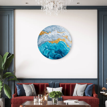 Blue Shaded Abstract Design  Acrylic Glass Rounded Print Tempered Glass Wall Art 100% Made in Australia Ready to Hang